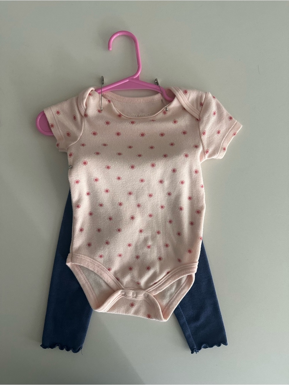 Pink Polka Dot Short-Sleeve One-Piece Bodysuit and Pants for Kids